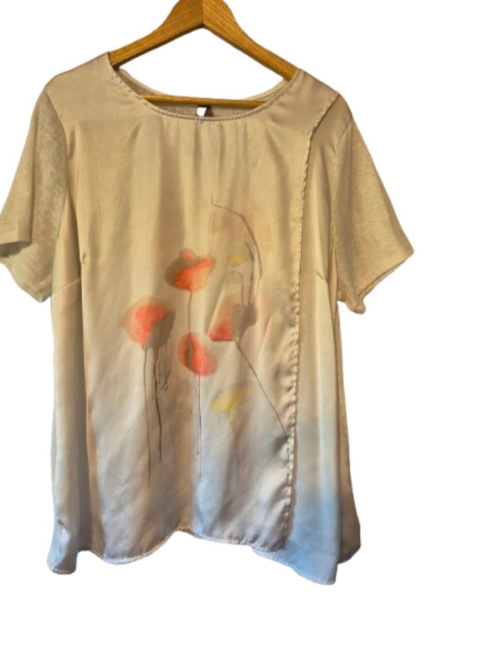 Penningtons White Floral Silky Summer Short Sleeve Top Size 2X
